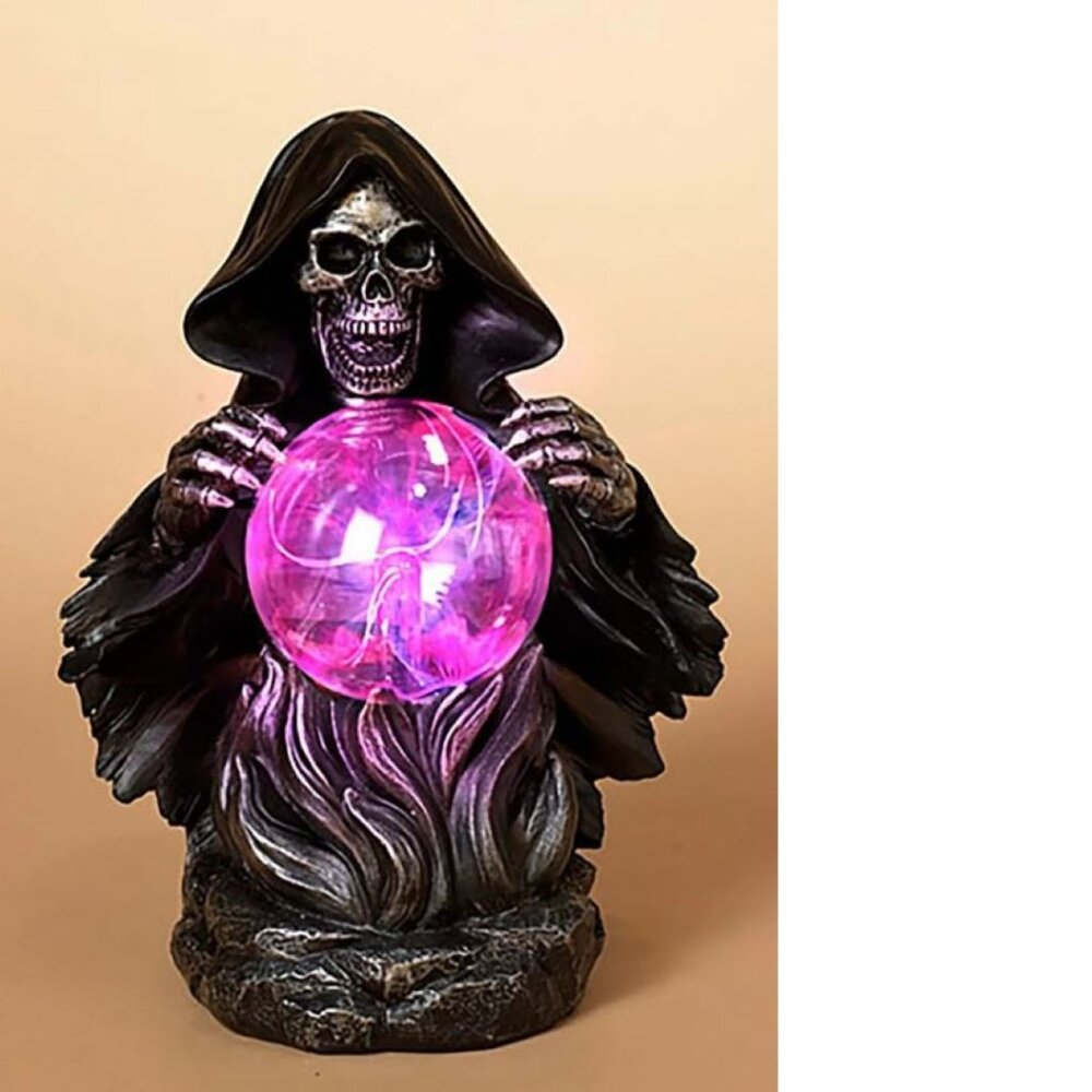 Grim Reaper Mysterious Plasma Orb Lighted Static Magic Ball Halloween Decoration